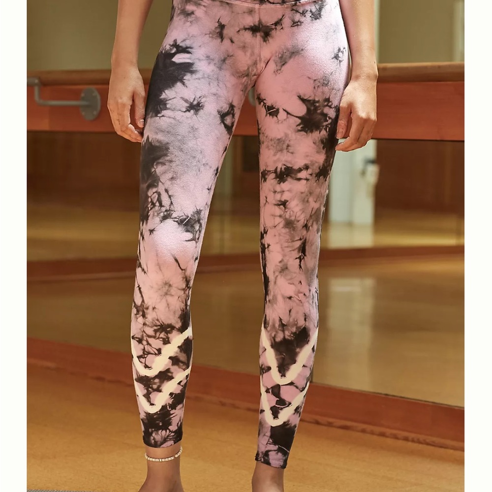 Anthropologie Electric & Rose Sunset Pink and Black Tie Dye Leggings